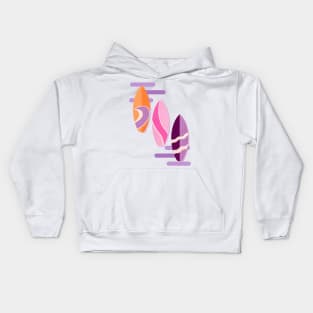 Purple, pink and orange retro surfboards Kids Hoodie